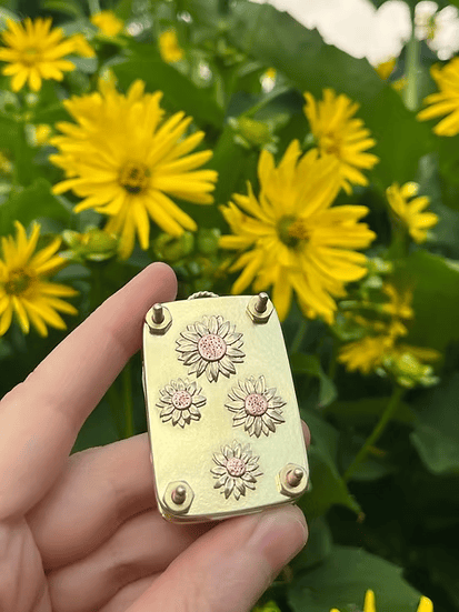 Mini Flower Press | Handcrafted Silver & Brass | 10 Reusable Blotter Sheets | Portable