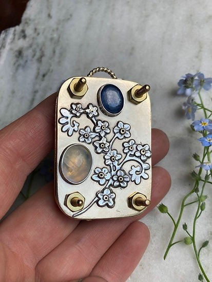 Mini Flower Press | Handcrafted Silver & Brass | 10 Reusable Blotter Sheets | Portable