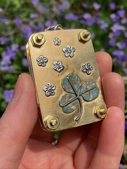 Mini Flower Press | Handcrafted Silver & Brass | 10 Reusable Blotter Sheets | Portable