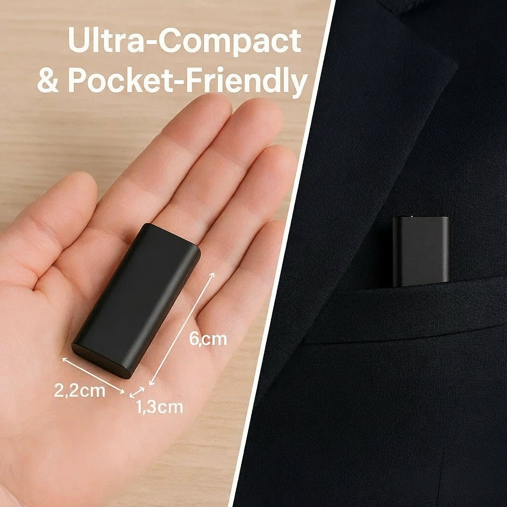 Mini Voice Recorder | Sound-Activated with Noise Reduction | 16GB Storage | Slim Travel Design