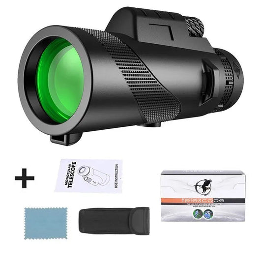 Monocular Telescope for Bird Watching | 80x Magnification | Smartphone Adapter & Tripod Included