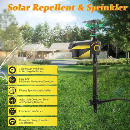 Motion-Activated Garden Sprinkler | Solar-Powered | Adjustable 36 ft Range & Water-Saving