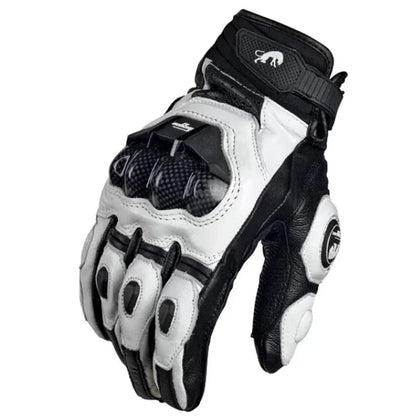 Motorcycle Gloves | Carbon Fiber Knuckle Armor | Leather Palm | Year-Round Comfort