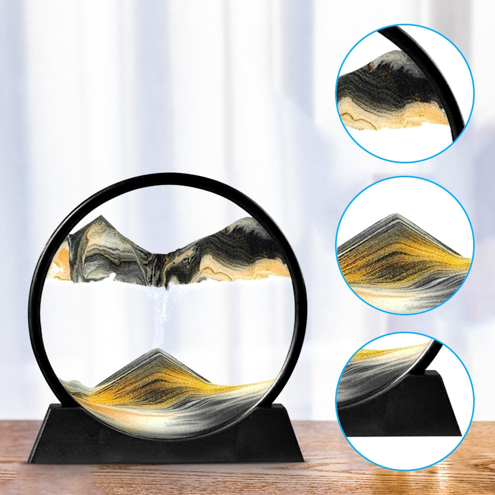 Moving Sand Art Sculpture | Rotating Sand Scenes | Glass Display & LED Mood Light | Stress Relief