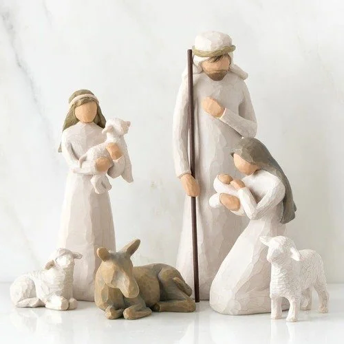 Nativity Set | Handcrafted Rustic Barn Wood Design | 20-Piece Figurine Set | Holiday Decor
