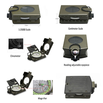 Navigation Compass | Sighting Lens & Clinometer | Luminous Dial | Waterproof Aluminum Case
