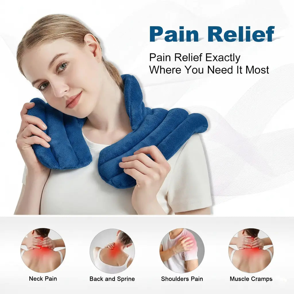 Neck Heating Pad | Microwavable & Freezer-Ready | Flaxseed Fill & Minky Cover | Tension Relief