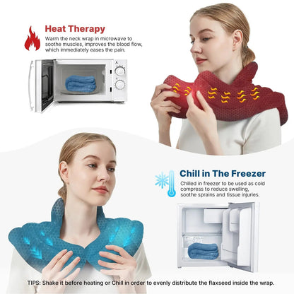 Neck Heating Pad | Microwavable & Freezer-Ready | Flaxseed Fill & Minky Cover | Tension Relief