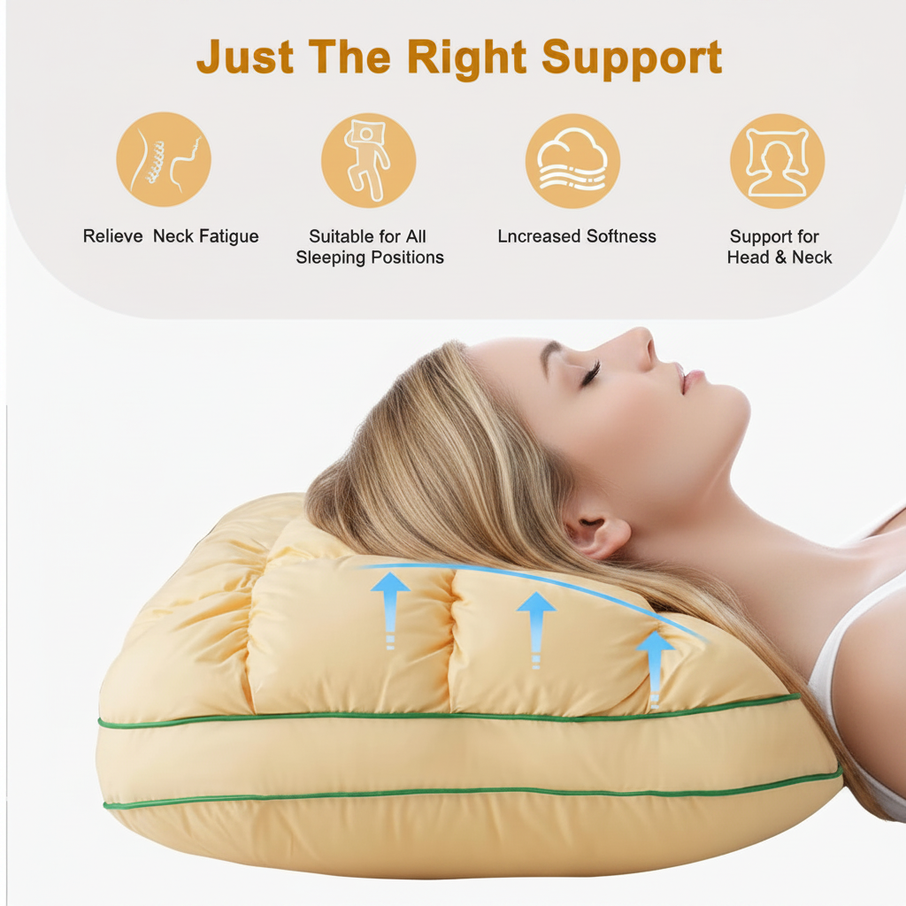 Neck Pillow | Fluffy Cotton & Polyester Fill | Ergonomic Rounded Design | Machine-Washable Cover