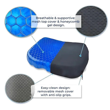 Orthopedic Gel Seat Cushion | Breathable Honeycomb Design | Tailbone Support | Travel Size