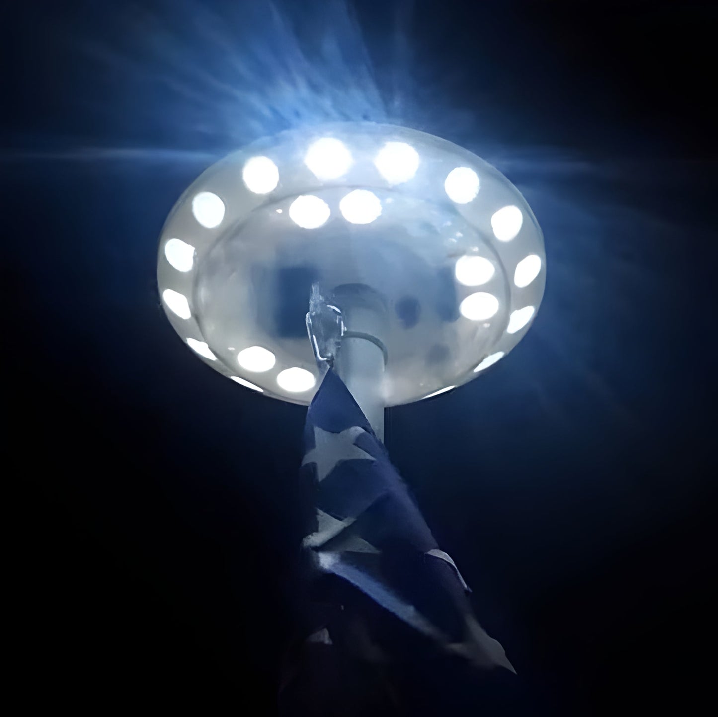 Outdoor Flagpole Light | Solar-Powered Disc Topper | 700 Lumens Brightness | Weatherproof