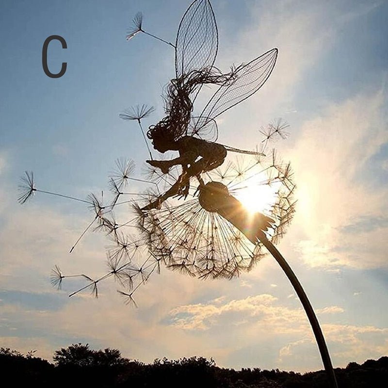 Outdoor Garden Stake | Dancing Fairy Wind Spinner | Metal Stem | 31.5 in Support Rod