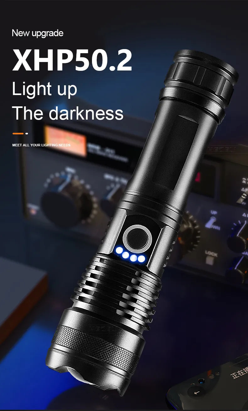 Outdoor LED Flashlight | Adjustable Zoom Beam | USB-C Rechargeable | Waterproof for Camping