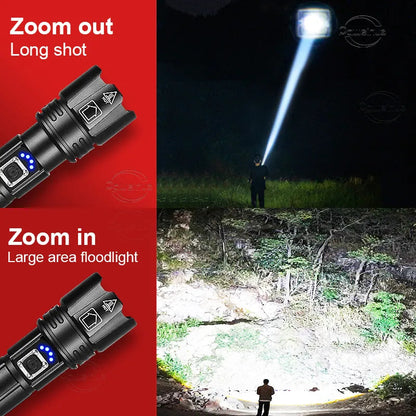 Outdoor LED Flashlight | Adjustable Zoom Beam | USB-C Rechargeable | Waterproof for Camping