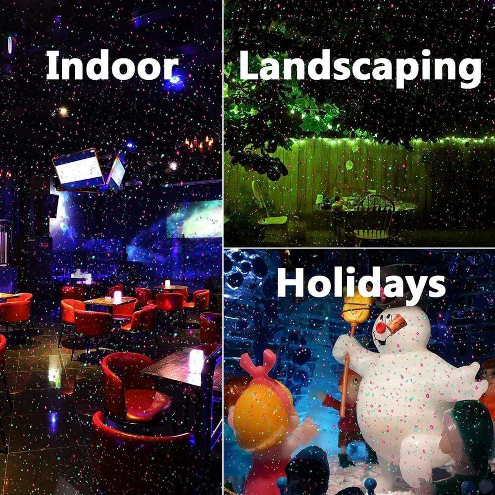 Outdoor Laser Projector | Red & Green Star Projection | Up to 5m Range | Stake & Mount Base
