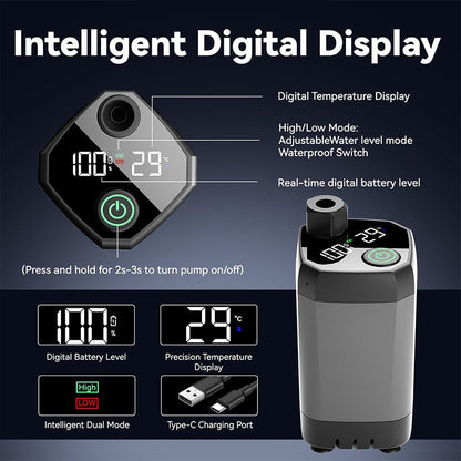 Outdoor Shower Pump | Portable Rechargeable with LED Display | Filtered Head & Adjustable Modes