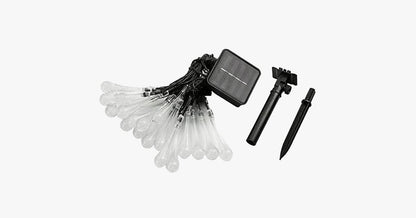 Outdoor String Lights | Solar-Powered Raindrop Design | 21 ft | Waterproof