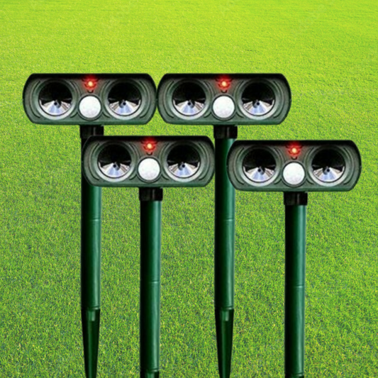 Outdoor Ultrasonic Pest Repeller | Solar-Powered Motion-Activated | PIR Sensor & 30 ft Range