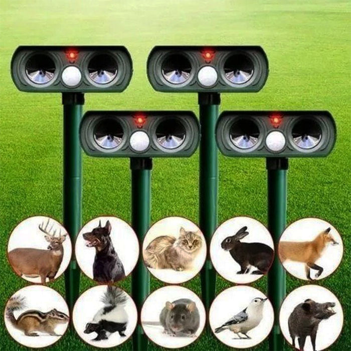 Outdoor Ultrasonic Pest Repeller | Solar-Powered Motion-Activated | PIR Sensor & 30 ft Range