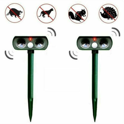 Outdoor Ultrasonic Pest Repeller | Solar-Powered Motion-Activated | PIR Sensor & 30 ft Range
