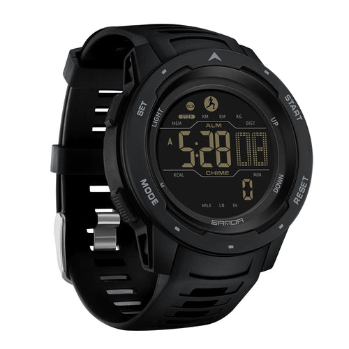 Pedometer Watch | Military-Style Waterproof | 45mm Dial & Rubber Strap | Durable Design