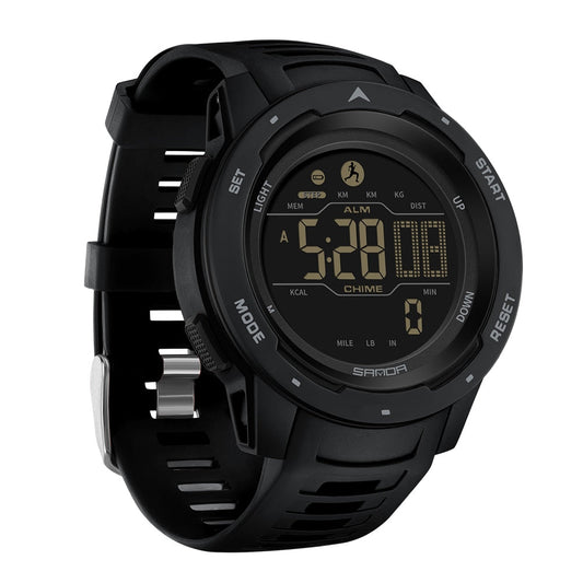 Pedometer Watch | Military-Style Waterproof | 45mm Dial & Rubber Strap | Durable Design