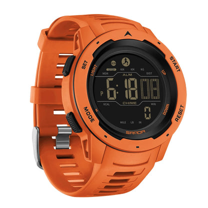 Pedometer Watch | Military-Style Waterproof | 45mm Dial & Rubber Strap | Durable Design