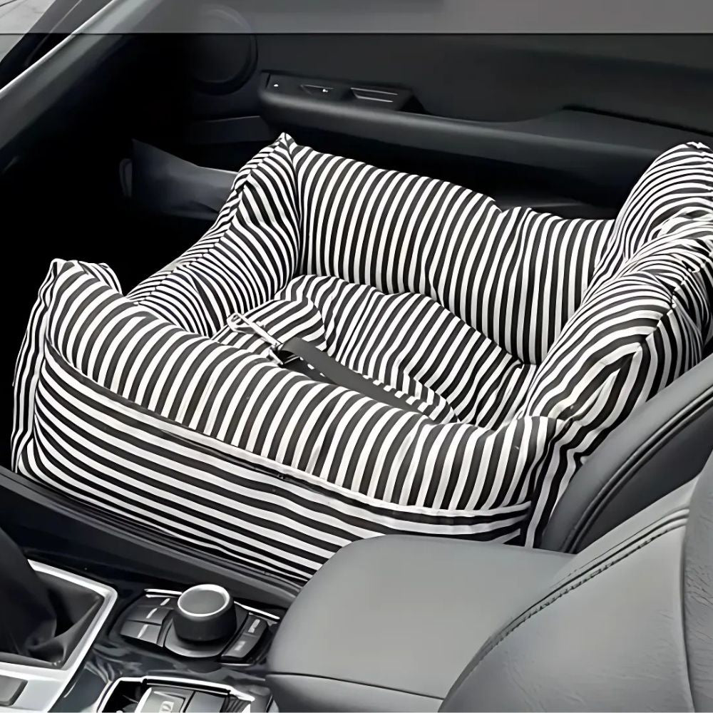 Pet Car Seat for Dogs & Cats | Dual-Layer Cushion | Non-Slip Base & Adjustable Straps