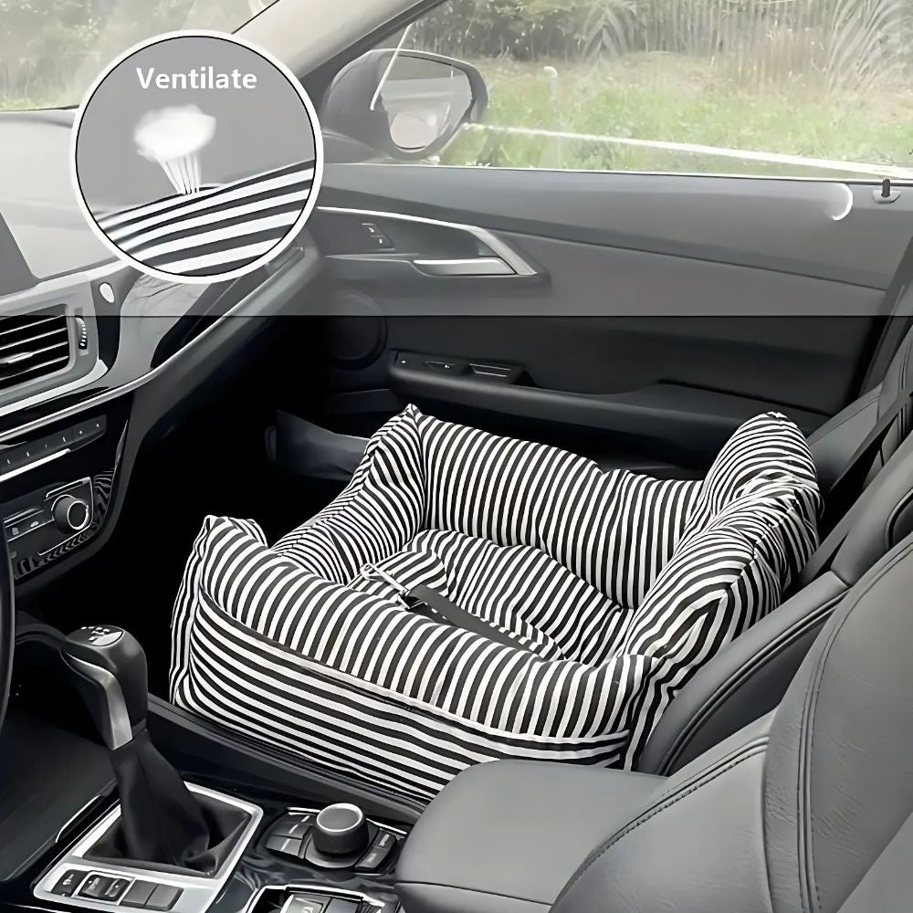Pet Car Seat for Dogs & Cats | Dual-Layer Cushion | Non-Slip Base & Adjustable Straps
