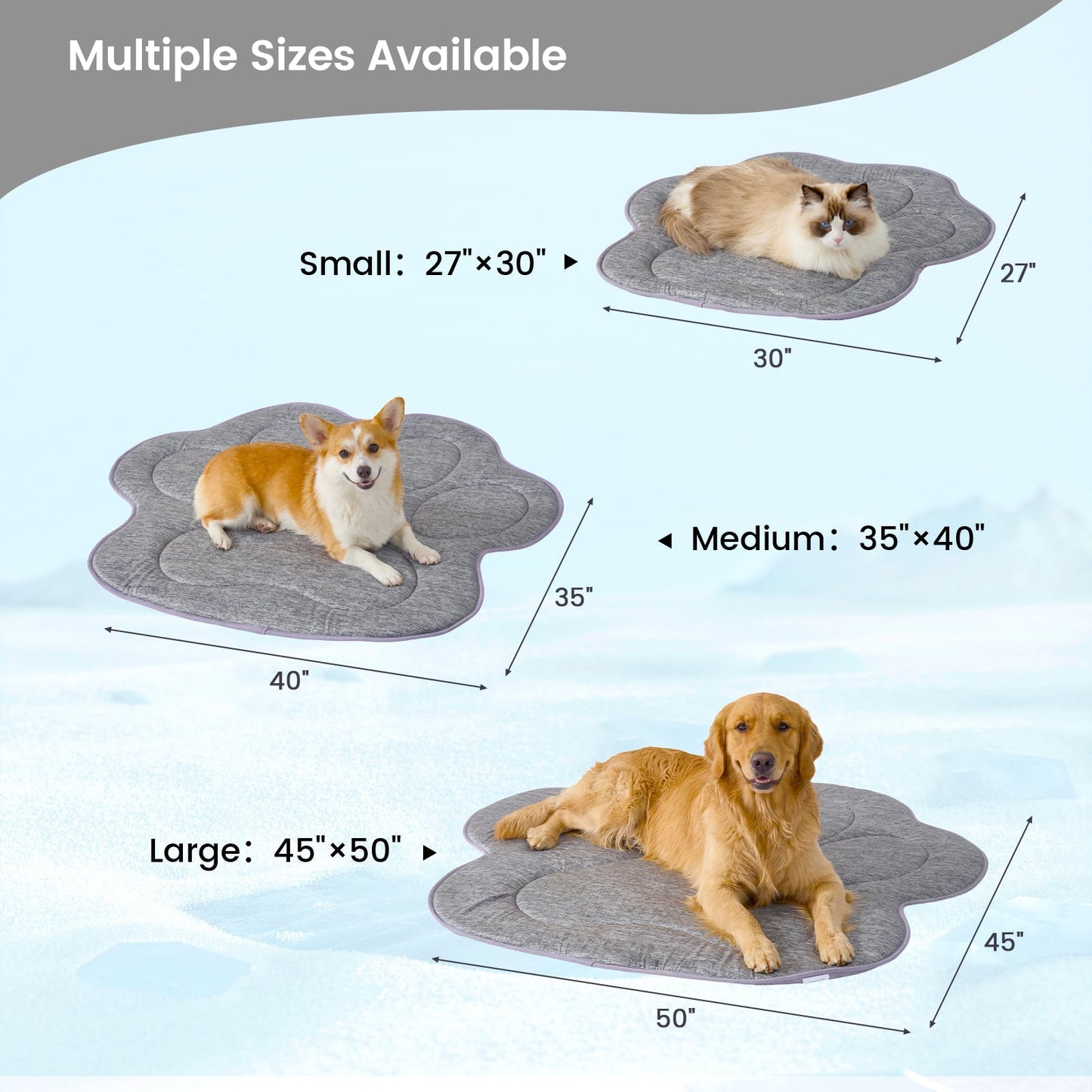 Pet Cooling Mat | Instant Cooling Fabric | Waterproof & Non-Slip Backing, Machine Washable