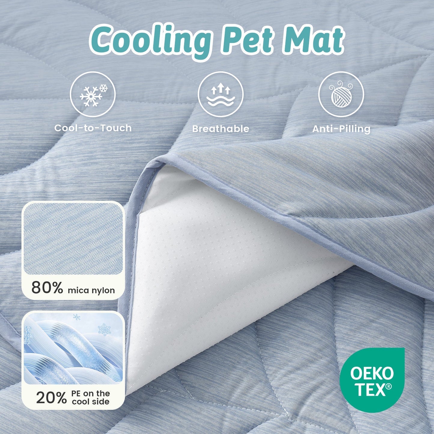 Pet Cooling Mat | Leaf Shape Cooling Fabric | Waterproof & Non-Slip Backing | Easy Care