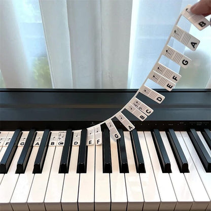 Piano Key Labels | Removable Silicone Note Strips | Double-Staff Notes, 88-Key Compatible