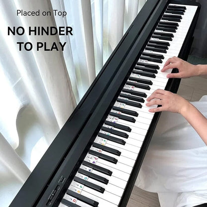 Piano Key Labels | Removable Silicone Note Strips | Double-Staff Notes, 88-Key Compatible