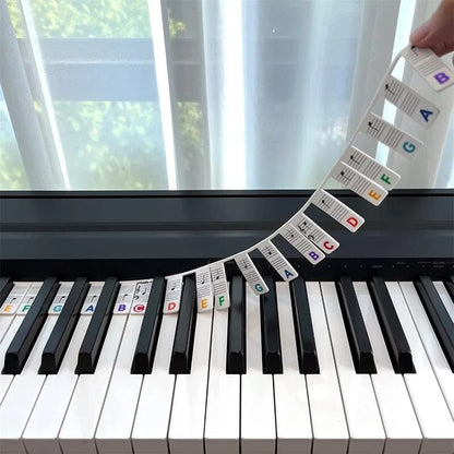 Piano Key Labels | Removable Silicone Note Strips | Double-Staff Notes, 88-Key Compatible