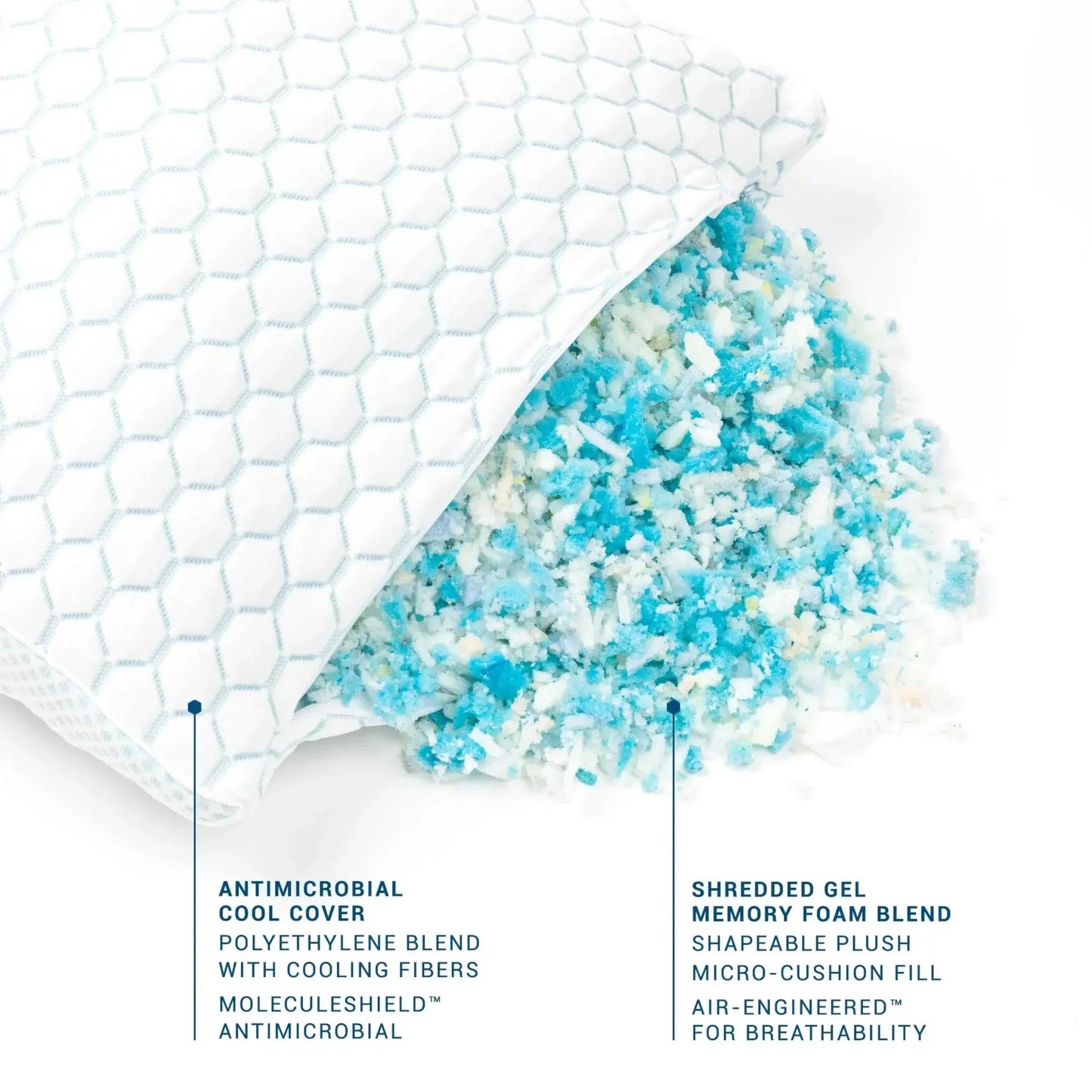 Pillow for Side Sleepers | Cooling Shredded Memory Foam | Adjustable Fill | Neck Support