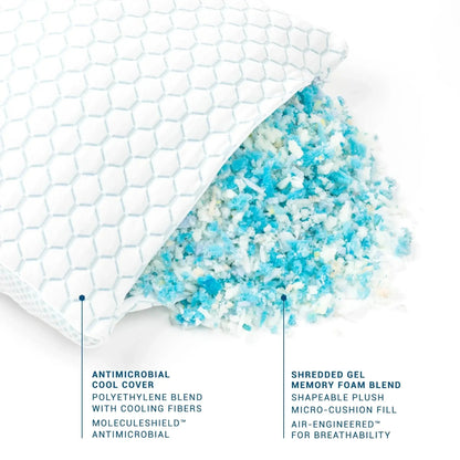 Pillow for Side Sleepers | Cooling Shredded Memory Foam | Adjustable Fill | Neck Support