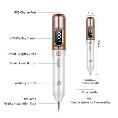Plasma Skin Pen | 9-Level Intensity | Fine Needle Tips | At-Home Use