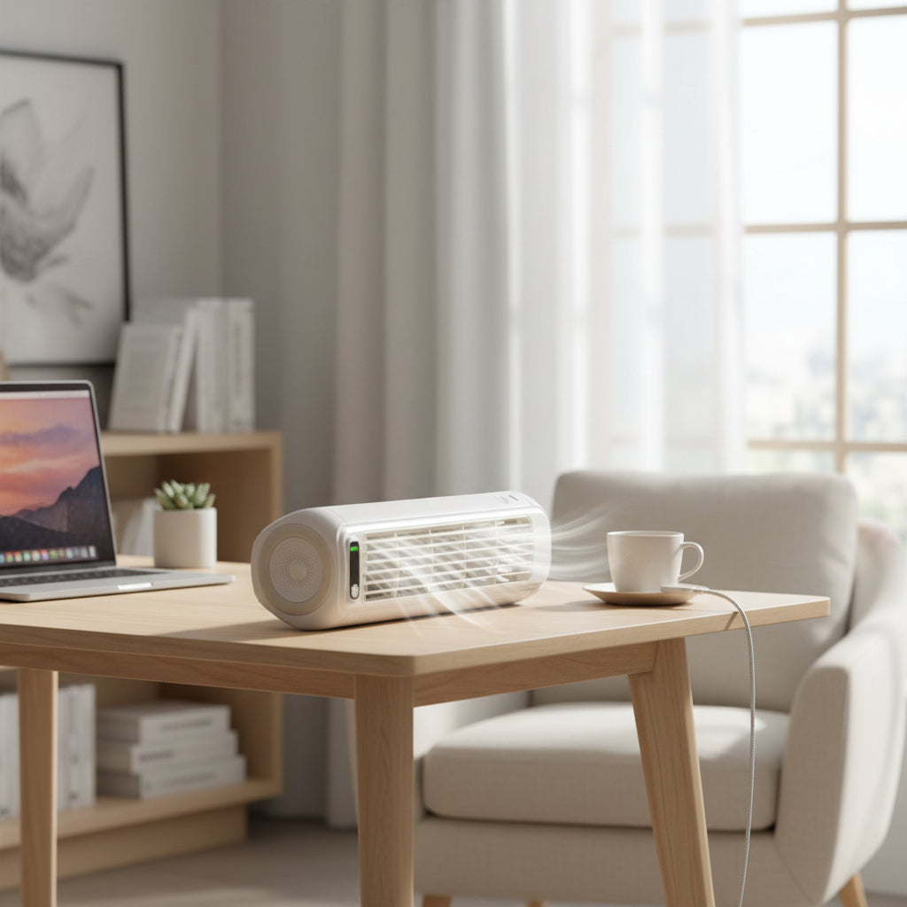 Portable Bladeless Cooler | Evaporative Cooling | USB-C Rechargeable, Up to 8H Runtime | Quiet