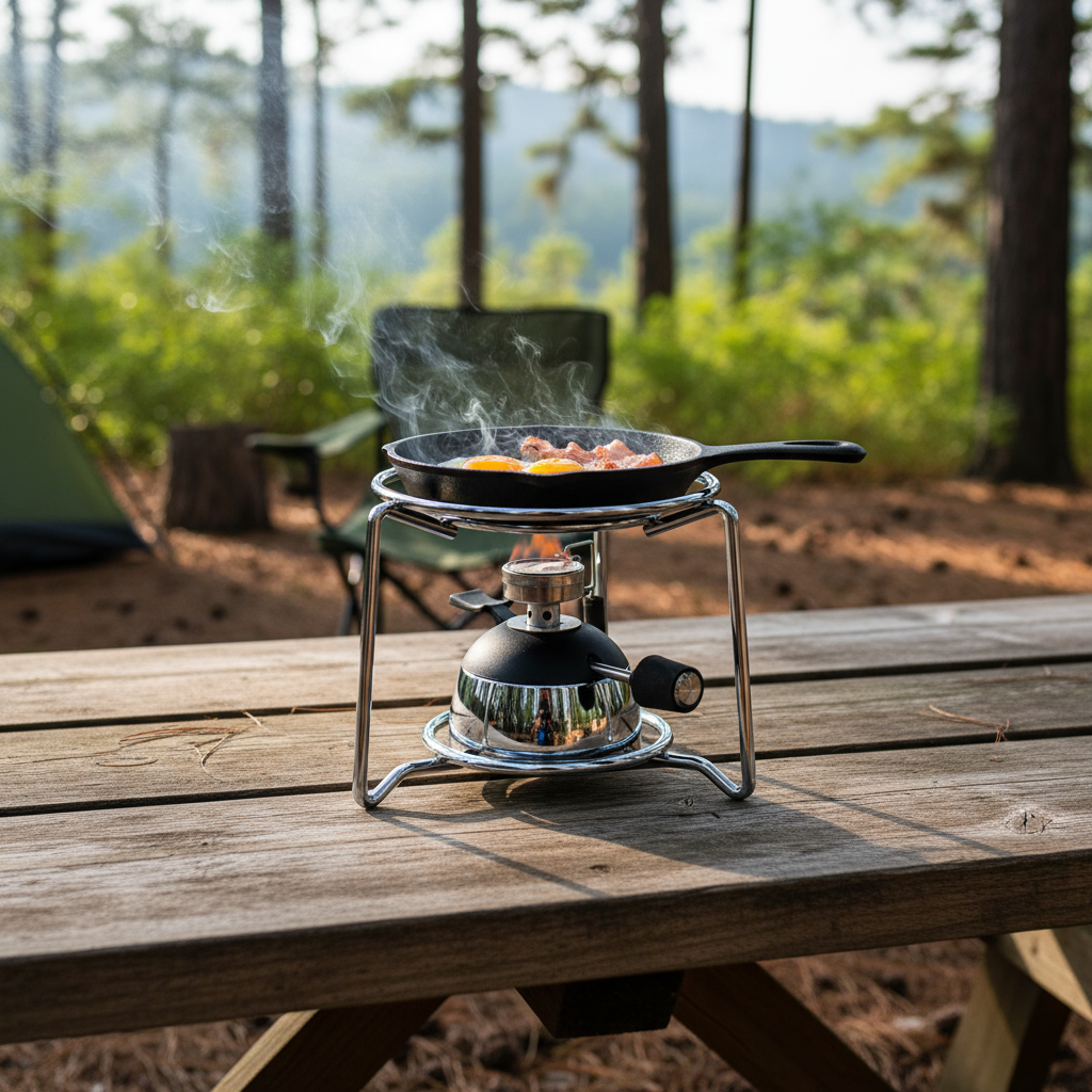 Portable Camping Stove | Energy-Efficient Burner | Stainless Steel Compact Design | Outdoor Cooking