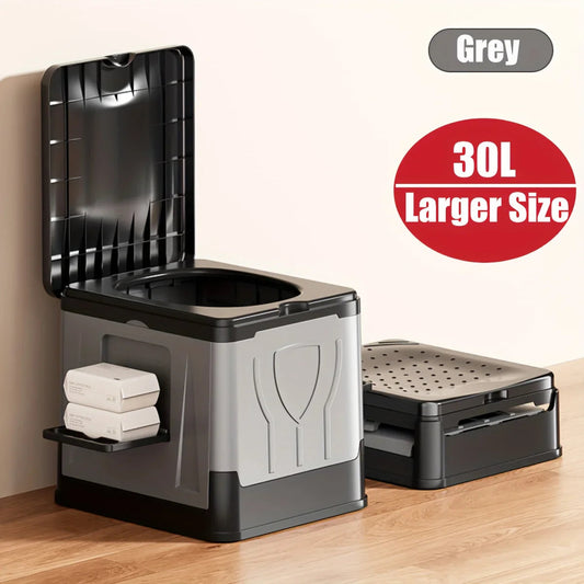 Portable Camping Toilet | Extra-Large Foldable Design | Lid & Sturdy Seat | Travel & Emergency Use