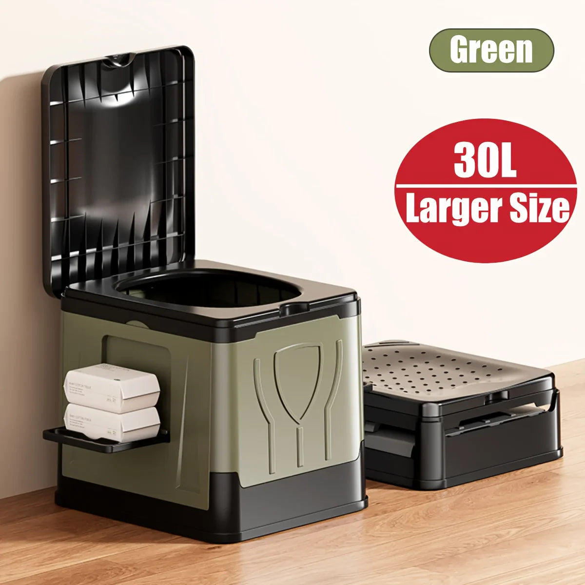 Portable Camping Toilet | Extra-Large Foldable Design | Lid & Sturdy Seat | Travel & Emergency Use