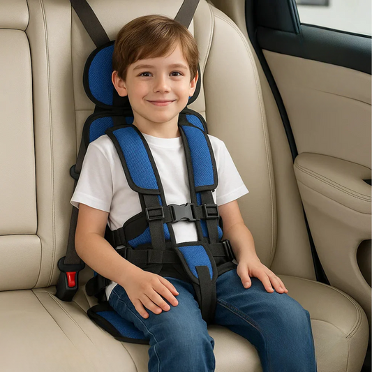 Portable Child Car Seat Ages 1-14 | Crash-Tested Harness | Foldable, Machine-Washable Cover