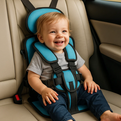Portable Child Car Seat Ages 1-14 | Crash-Tested Harness | Foldable, Machine-Washable Cover