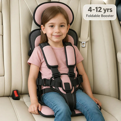 Portable Child Car Seat | Ultra-Light Foldable Booster | 5-Point Harness & 132 lb | Travel-Friendly