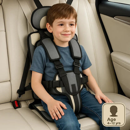Portable Child Car Seat | Ultra-Light Foldable Booster | 5-Point Harness & 132 lb | Travel-Friendly