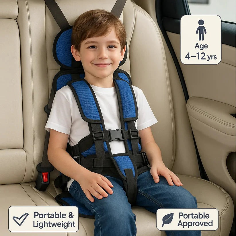 Portable Child Car Seat | Ultra-Light Foldable Booster | 5-Point Harness & 132 lb | Travel-Friendly