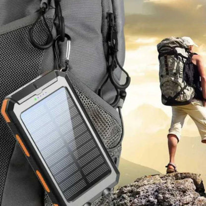 Portable Power Bank | Solar Charging & Dual USB | 10,000mAh Capacity | Waterproof Rugged Design