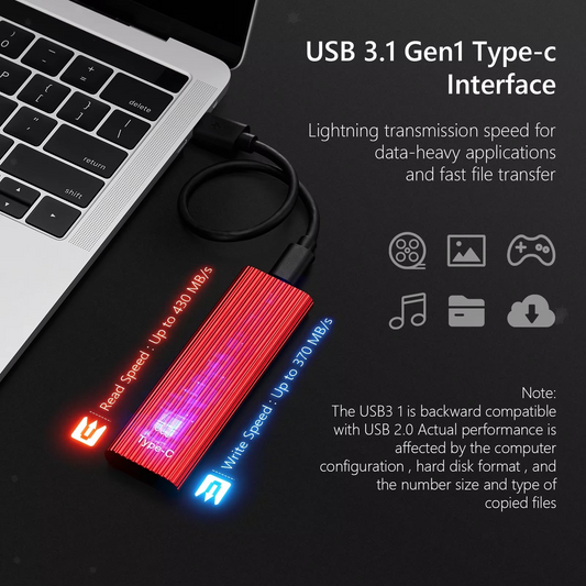 Portable SSD | Ultra-Fast USB 3.1 Performance | Shock-Resistant Enclosure & Lightweight Design