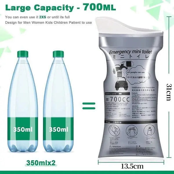 Portable Travel Urine Bag | Leak-Proof & Odor-Sealing | 700ml Capacity | One-Hand Operation