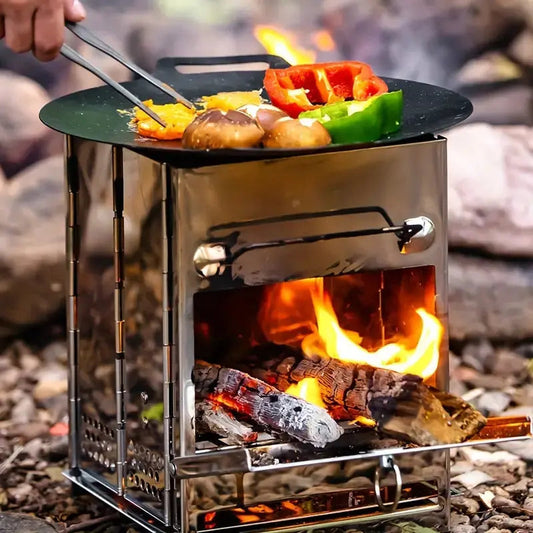 Portable Wood Stove for Camping | Compact Foldable Design | Stainless Steel | Efficient Combustion